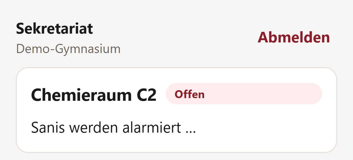 Sekretariat sieht den Notruf: offen